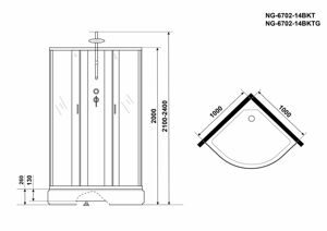 Душевая кабина Niagara NG-6702-14BKTG (1000х1000х2100-2400) средний поддон(26см) стекло ПРОЗРАЧНОЕ черные профиля 4 мес