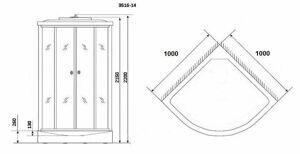 Душевая кабина Niagara NG-3516-14 (1000х1000х2150) низкий поддон(26см) стекло ТОНИРОВАННОЕ 4 места