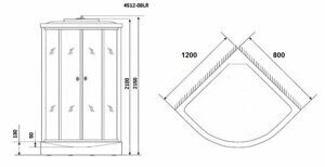 Душевая кабина Niagara NG-4512-14L BLACK (1200х800х2150) низкий поддон(13см) стекло МОЗАИКА 3 места