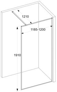 Душевое ограждение без поддона Cerutti SPA STRIP T120 (120x190)