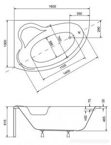 Ванна BESCO ADA 160x100 L