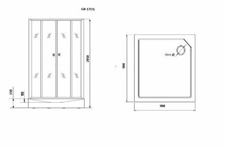 Душевая кабина Grossman GR171QL (90*90*205) 4 места