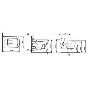 Чаша унитаза подвесная Bocchi Scala Arch 1080-001-0129 с горизонтальным выпуском