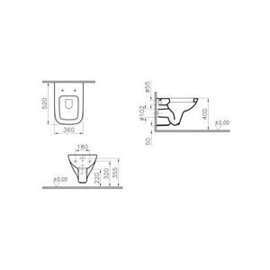 Чаша унитаза подвесная VitrA S20 5507B003-6066 с горизонтальным выпуском