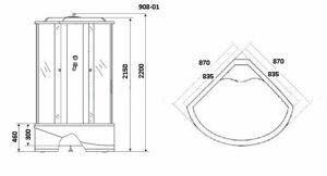 Душевая кабина Niagara NG-908-01 (900х900х2200) высокий поддон(46см) стекло ТОНИРОВАННОЕ 4 места