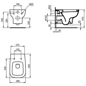 Чаша унитаза подвесная Ideal STANDARD Esedra T281401 с горизонтальным выпуском