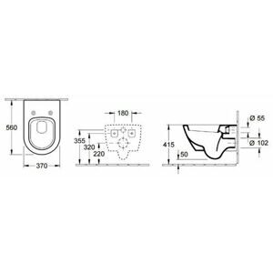 Чаша унитаза подвесная Villeroy & Boch Subway 2.0 56001001 с горизонтальным выпуском