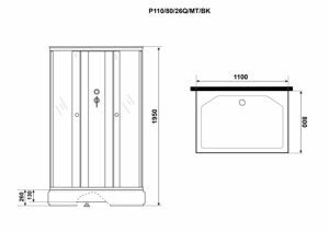 Душевая кабина Niagara Promo P110/80/26Q/MT/BK (1100х800х2150) 4 места