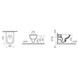 Чаша унитаза подвесная VitrA Form 300 7755B003-0075 с горизонтальным выпуском