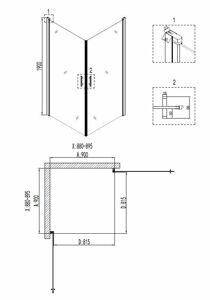 Душевое ограждение Niagara NG-6803-08 BLACK (90*90*190) квадрат;двери распашные;1 место