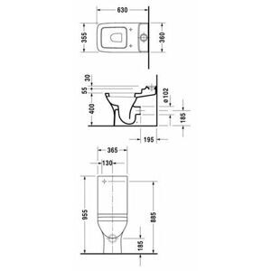 Чаша унитаза напольная DURAVIT PuraVida 211909-WG с горизонтальным выпуском