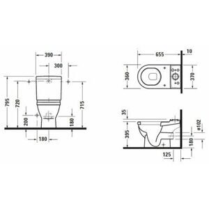 Унитаз с бачком напольный DURAVIT Starck 3 012609+092010 с горизонтальным выпуском