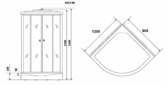 Душевая кабина Niagara NG-4312-14R (1200х800х2150) низкий поддон(13см) стекло МАТОВОЕ 3 места