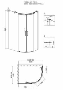 Душевое ограждение Grossman GR-4110L (110*80*190) двери раздвижные 2 места