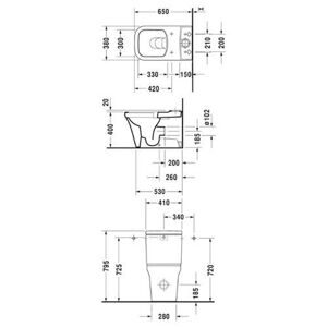 Чаша унитаза напольная DURAVIT P3 Comforts 216709 с горизонтальным выпуском