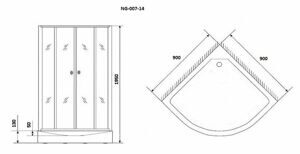 Душевой уголок Niagara NG-007-14BLACK (900х900х1950) низкий поддон(13см) стекло МОЗАИКА 2 места
