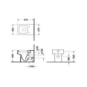 Чаша унитаза напольная DURAVIT Vero 221709-WG (черный) с горизонтальным выпуском