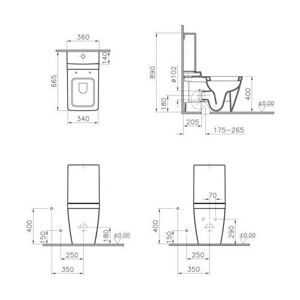 Унитаз с бачком напольный VitrA T4 9818B003-7200 с горизонтальным выпуском