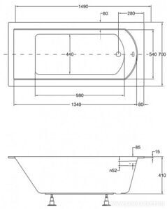 Ванна BESCO SHEA SLIM 150x70