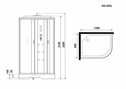 Душевая кабина Niagara Ultra NG-303-01L (1200х800х2200) низкий поддон(16см) 4 места