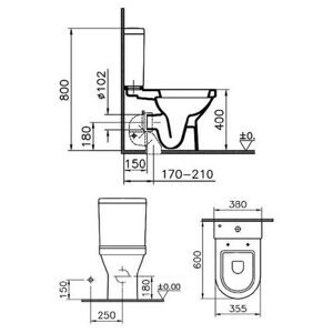 Унитаз с бачком напольный VitrA S50 9798B003-7201 с горизонтальным выпуском