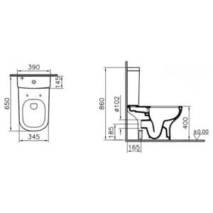 Унитаз с бачком напольный VitrA D-Light 9014B003-7209 с горизонтальным выпуском