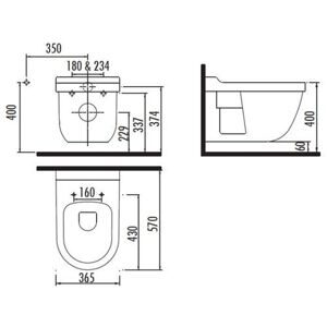 Чаша унитаза подвесная Creavit Dream DR320 с горизонтальным выпуском