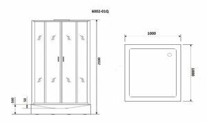 Душевая кабина Niagara NG-6002-01Q (1000х1000х2100) низкий поддон(16 см) стекло ПРОЗРАЧНОЕ;4 места