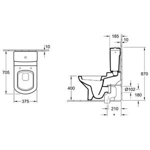 Чаша унитаза напольная Villeroy & Boch Sentique 56251001 с горизонтальным выпуском