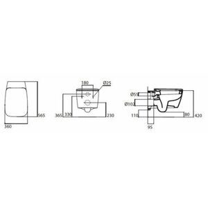 Чаша унитаза подвесная Ideal STANDARD Ventuno T320001 (с сиденьем) с горизонтальным выпуском