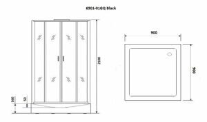 Душевая кабина Niagara NG-6901-01GQ BLACK (900х900х2100) низкий поддон(16 см) стекло ТОНИРОВАННОЕ;4 места