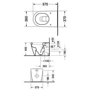 Чаша унитаза напольная DURAVIT Starck 2 212809-WG с горизонтальным выпуском