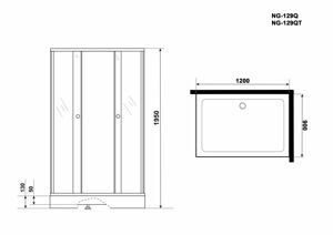 Душевой уголок Niagara NG-129-14QT (1200х900х1950) низкий поддон(13см) стекло ТОНИРОВАННОЕ, 2 места