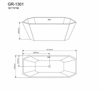 Ванна отдельностоящая GR-1301 (161x74x56) GROSSMAN