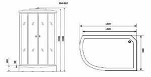 Душевая кабина Niagara NG-904-01R (1310х800х2200) низкий поддон(16см) стекло ТОНИРОВАННОЕ 5 мест