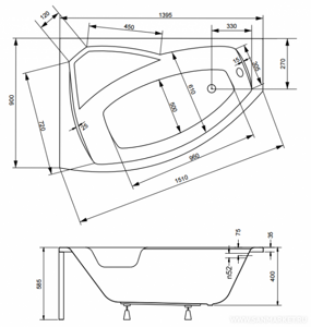 Ванна BESCO RIMA 140x90 L