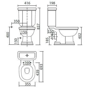 Чаша унитаза напольная Creavit Klasik KL311-OX с горизонтальным выпуском