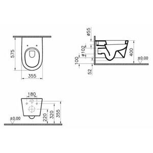 Чаша унитаза подвесная VitrA Matrix 5173B003-0075 с горизонтальным выпуском