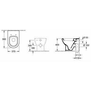 Чаша унитаза напольная Villeroy & Boch Subway 660710R1 с горизонтальным выпуском