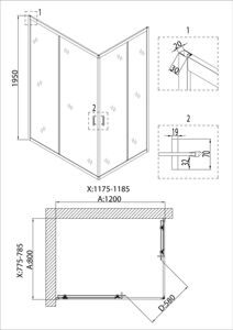 Душевое ограждение Niagara Nova NG-6610-08 (120*80*195) прямоугольник, раздвиж, проф.ХРОМ, стекло ПРОЗР
