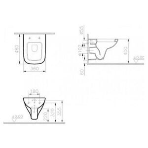 Чаша унитаза подвесная VitrA S20 5505B003-0101 с горизонтальным выпуском