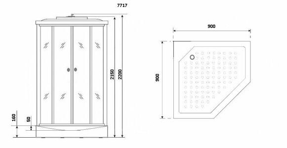 Душевая кабина Niagara NG-7717W (1000x1000х2150) низкий поддон стенки БЕЛЫЕ 4 места