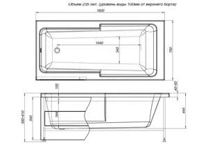 Акриловая ванна Aquanet Taurus 160x75