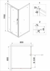 Душевое ограждение Niagara NG-83-8AB-A80B (80*80*190) квадрат;дверь распашная;2 места