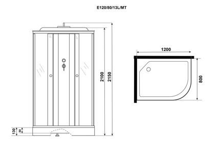 Душевая кабина Niagara Eco E120/80/13L/MT (1200х800х2150) 3 места