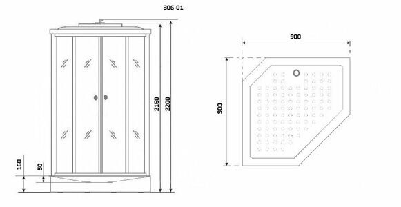 Душевая кабина Niagara NG-306-01 (900х900х2200) низкий поддон(16см) стекло МОЗАИКА 4 места
