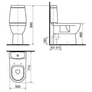 Унитаз с бачком напольный Jika Mio 824716000 (с бачком) с вертикальным выпуском