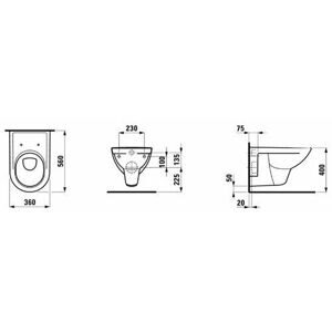 Чаша унитаза подвесная LAUFEN Pro 8.2095.5.000.000.1 с горизонтальным выпуском