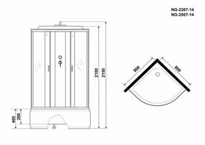 Душевая кабина Niagara NG-2307-14 (800х800х2150) высокий поддон(40см) стекло МАТОВОЕ 4 места