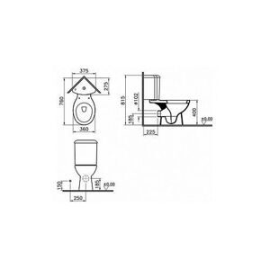 Унитаз с бачком напольный VitrA Arkitekt 9754B003-7200 с горизонтальным выпуском